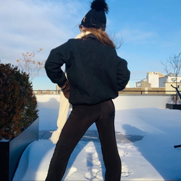 New Wool Pea Coat Vintage England Bomber Button Down Black Jacket - Picture 11 of 16